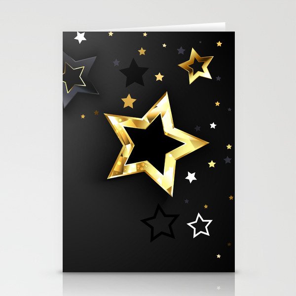 Gray Background with Black Stars Stationery Cards