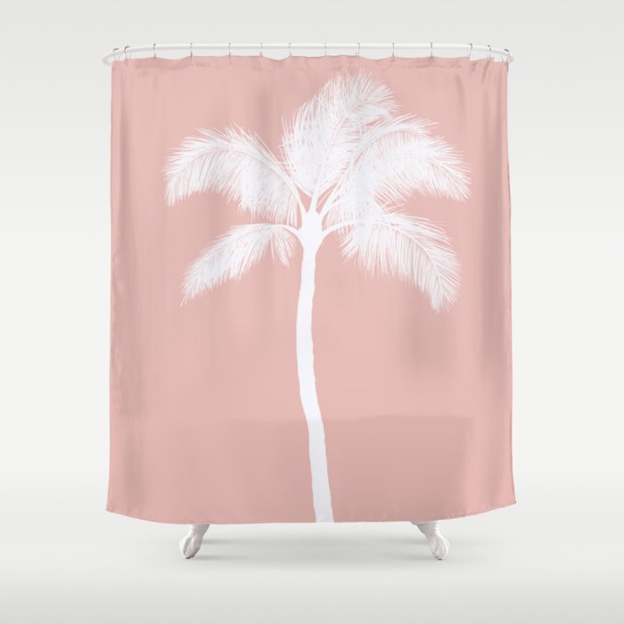 Palm Tree, California, Los Angeles, Pink Palm Tree, Millennial Pink Shower Curtain