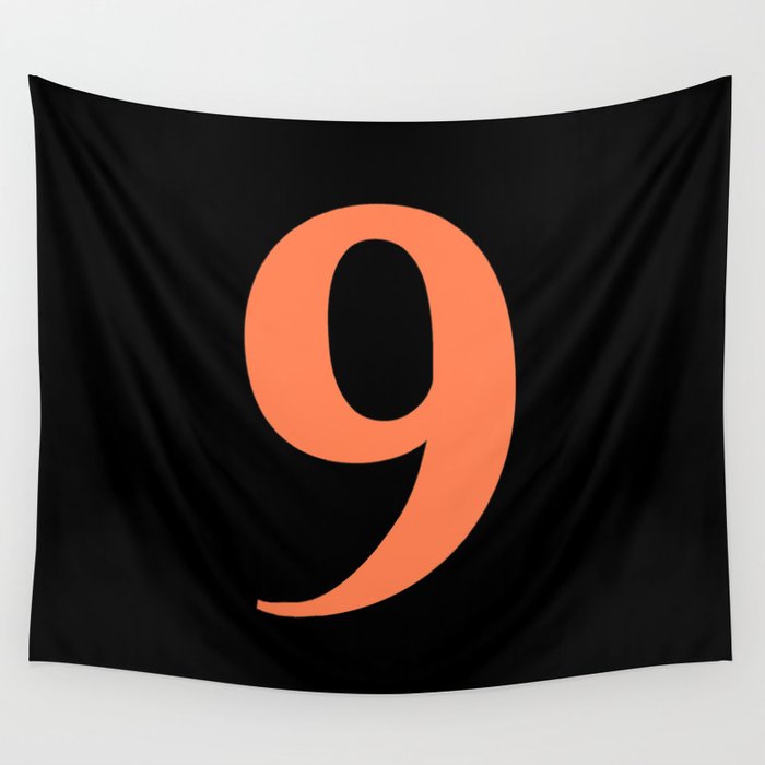 9 (CORAL & BLACK NUMBERS) Wall Tapestry