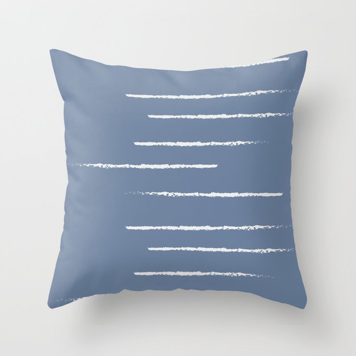 Warm Minimalism Stripe Serenity Blue Beige Throw Pillow