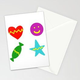 Happy Valentines Day : Heart, Star, Candy and Smile Emojie Stationery Cards
