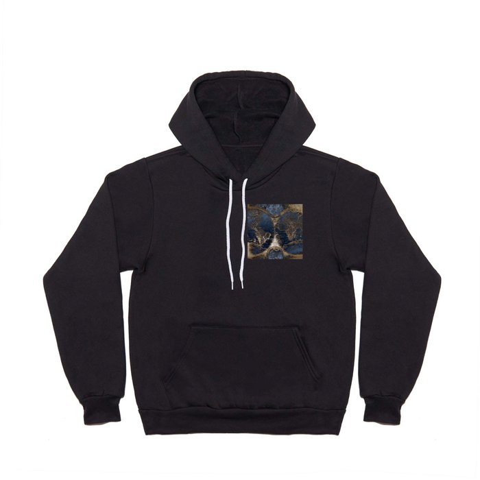 World Map Deep Blue and Gold Hoody