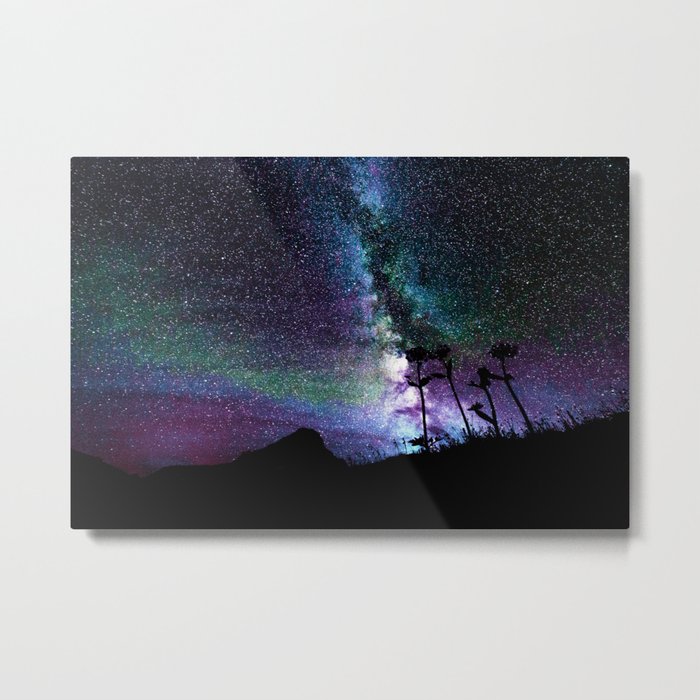 Colorful Milky Way Landscape Teal Violet Metal Print