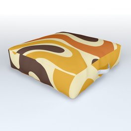Warped Swirl Marble Pattern (orange/yellow/brown) Outdoor Floor Cushion