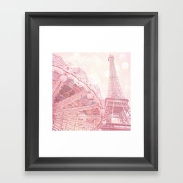 Paris Pink Eiffel Tower Carousel Framed Art Print