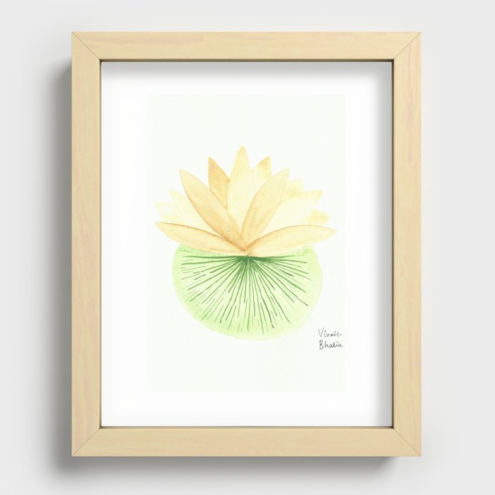 Calming lotus in neutral shades Recessed Framed Print