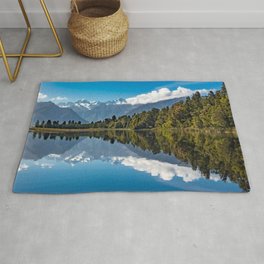 New Zealand Photography - Forest And Mountain Reflected In The Water Area & Throw Rug