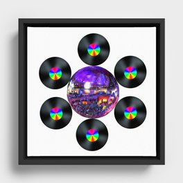Disco Rainbow Album Flower Framed Canvas