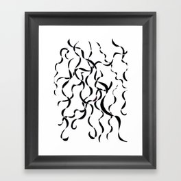 Ribbons of B & W & Silver Strand Abstract Framed Art Print