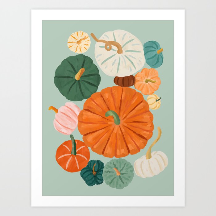Pumpkins (Green) Art Print