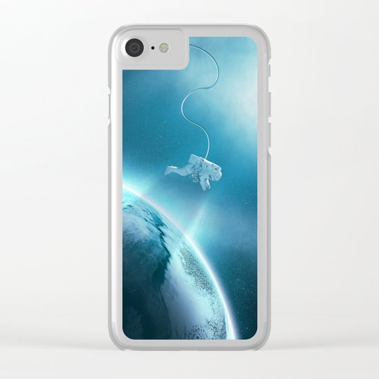 Astronaut Floating in Space Clear iPhone Case