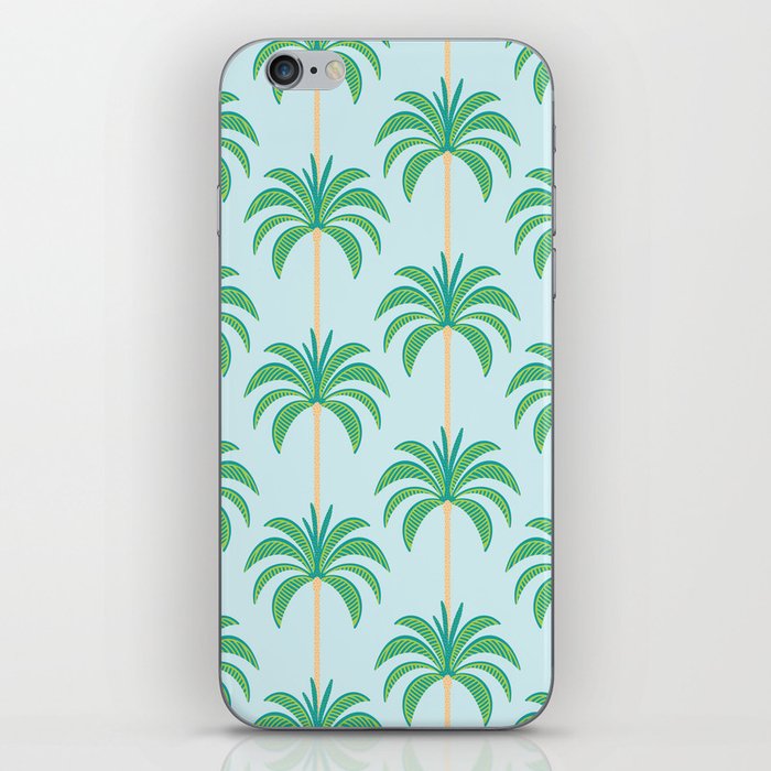Palm Tree Pattern in Sky Blue Background iPhone Skin