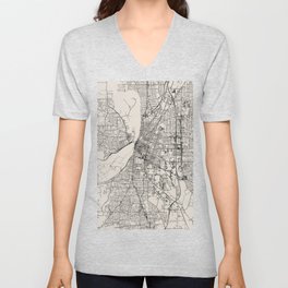 USA - Salem - City Map - Black and White V Neck T Shirt