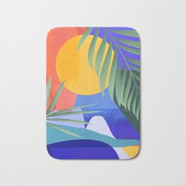 Abstract Art Tropical Leaves 106 Bath Mat | Palm, Jungle, Landscape, Abstract, Pop Art, Sun, Digital, Pattern, Tropical, Line 