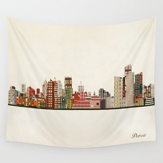 Detroit Skyline Wall Tapestry By Bribuckley Society6