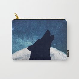 a wolf howls in the moonlight Carry-All Pouch