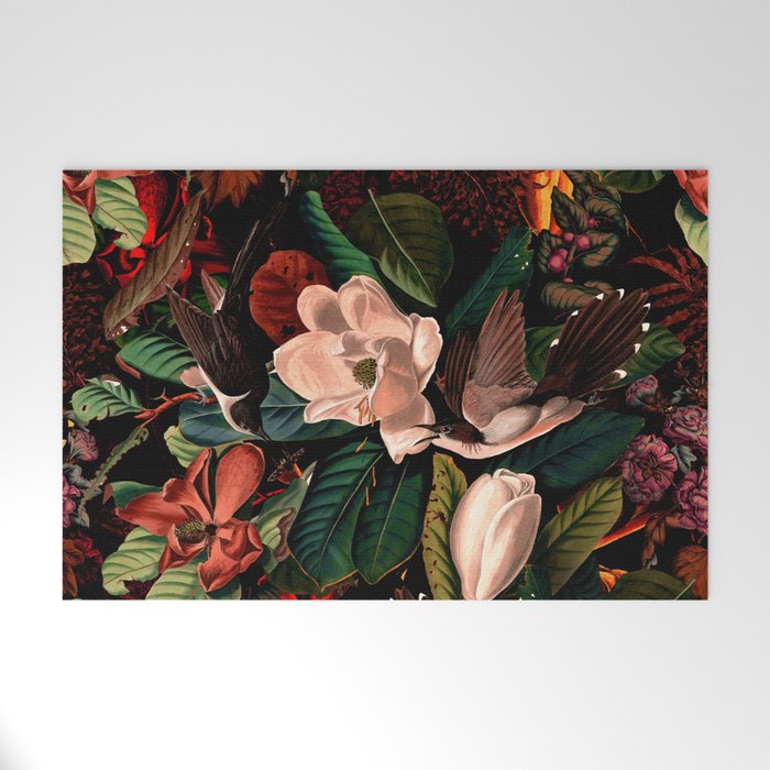 FLORAL AND BIRDS XIV Welcome Mat