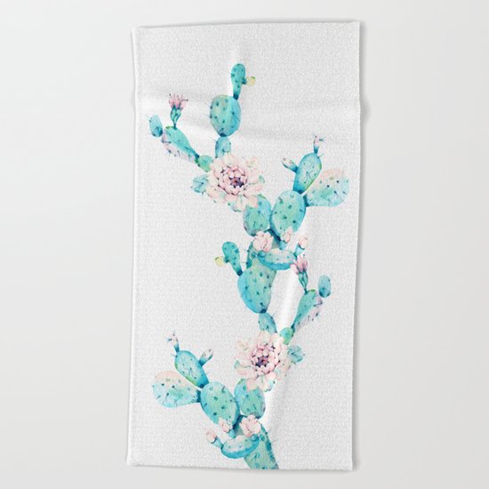 Desert Cactus Rose Beach Towel