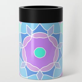 White outline teal and purple mandala Can Cooler