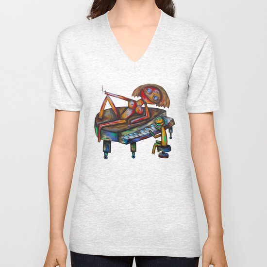 Every morning Jack plays the piano! Unisex V-Neck