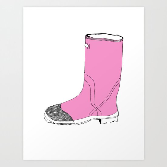 Whimisical Wellie in Pink Art Print