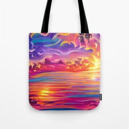Psychedelic sunset Tote Bag