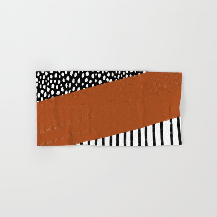 Polka Dots and Stripes Pattern black white burnt orange Hand