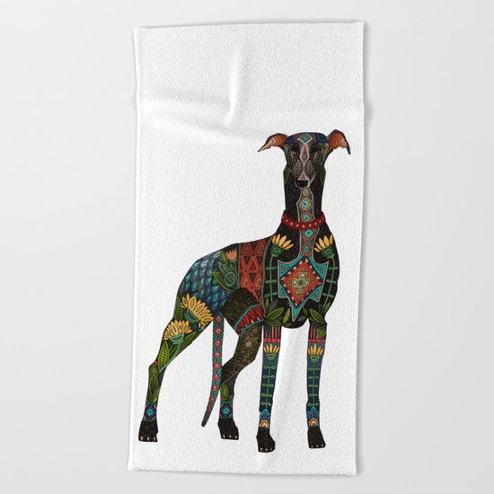greyhound white Beach Towel