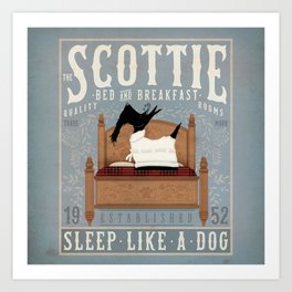 Scottie Scottish Terrier Bed & Breakfast Dog Art Art Print