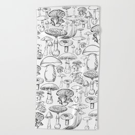 Mushroom Print Beach Towel