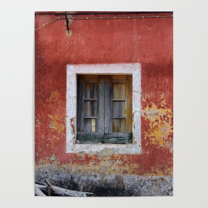 Window and facade of abandoned house in the Algarve Portugal Poster