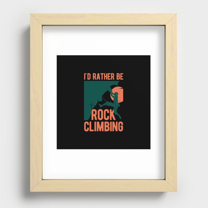 Funny Rock Climbing Recessed Framed Print