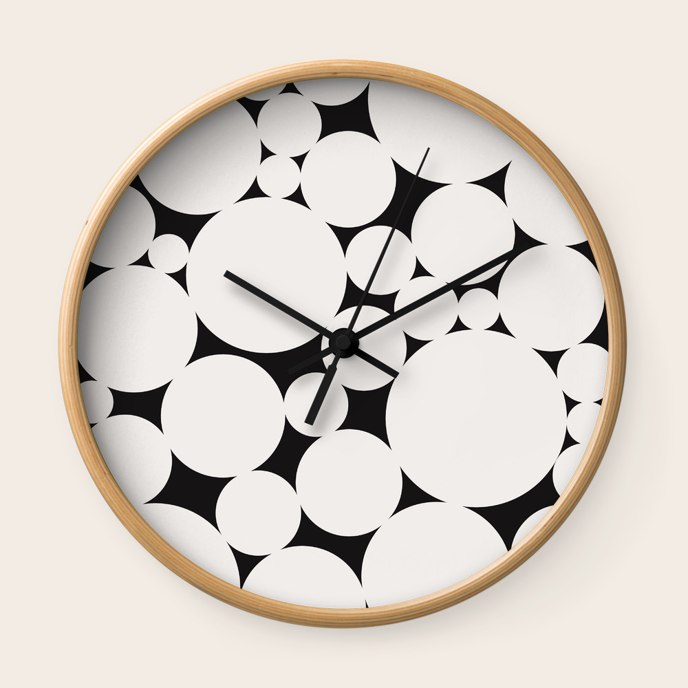 Circular Collage Black White Ii Wall Clock By Midcenturymodern