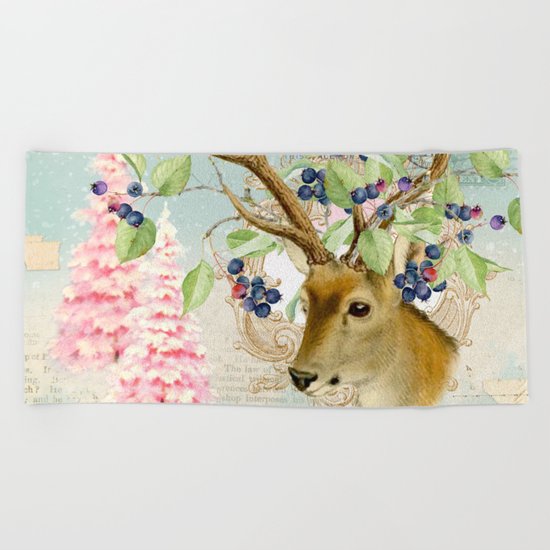 Winter animal #13 Beach Towel