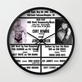 #13 Memphis Wrestling Window Card Wall Clock