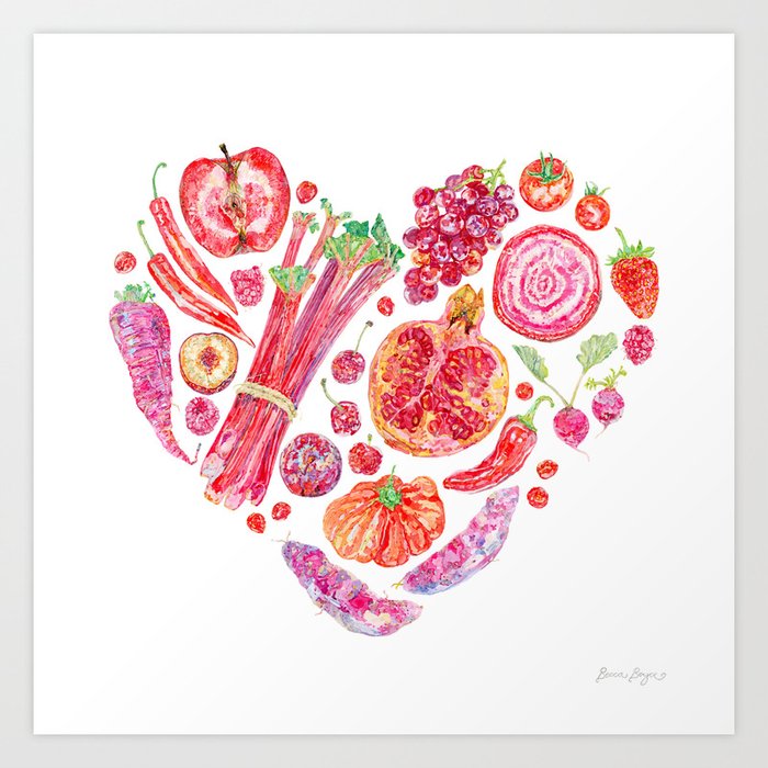 Fruit of Love Valentines Heart Art Print