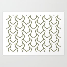 Green and White Tessellation Line Pattern 11 Pairs DE 2022 Trending Color Desert Sage DET505 Art Print
