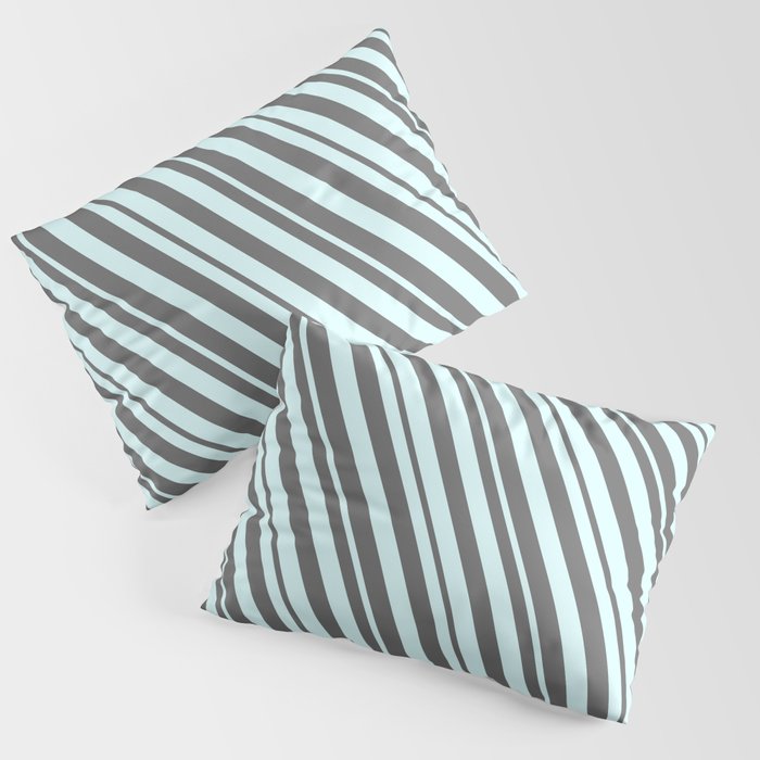 Light Cyan and Dim Grey Colored Lines/Stripes Pattern Pillow Sham