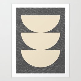 Half Circle 3 - Grey Texture Art Print