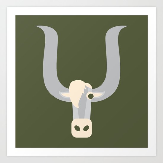 Letter Y // Animal Alphabet // Yak Monogram Art Print
