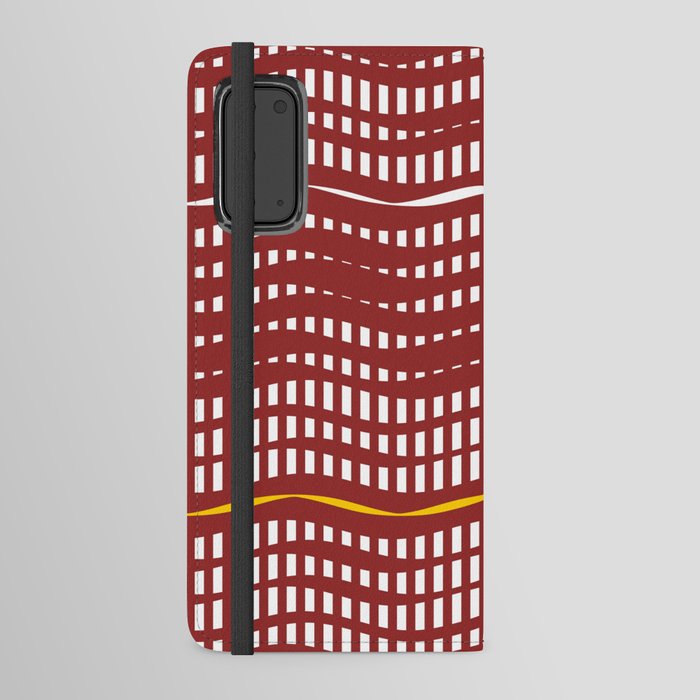 Wavy Stripes Dark Red and White Android Wallet Case