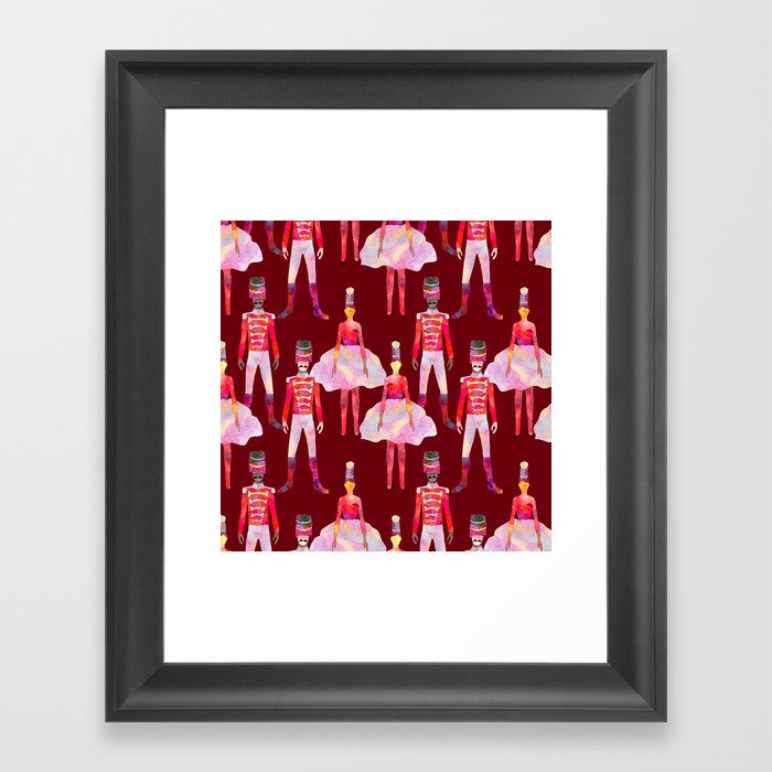 Nutcracker Ballet - Berry Red Framed Art Print