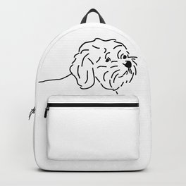 Bichon Frise Mix Dog Portrait Black and White Backpack