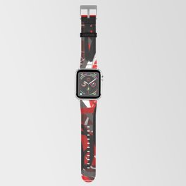 Red, Black & Gray Abstract Apple Watch Band
