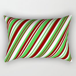 [ Thumbnail: Maroon, White, and Lime Green Colored Striped/Lined Pattern Rectangular Pillow ]