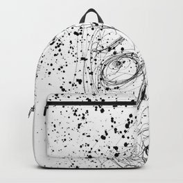 unrest Backpack | B W, Acrylic, White, Overthinking, Paint, Drops, Drawing, Ink Pen, Black, Lines 