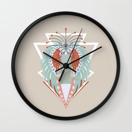Art Deco Phoenix lady - red, white and blue palette Wall Clock