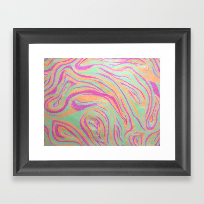 Neon Marble Framed Art Print