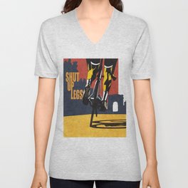 Retro Tour de France Cycling Illustration Poster: Shut Up Legs V Neck T Shirt