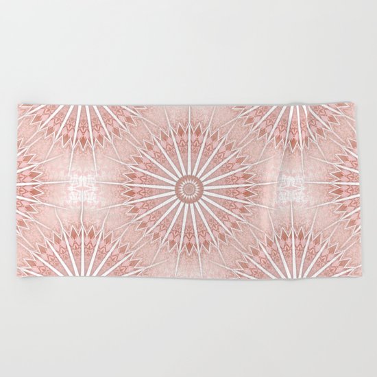 Blush Apricot Mandala Beach Towel